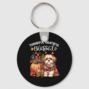 Thankful Grateful Blessed Shih Tzu Dog Fall Y'all Keychain