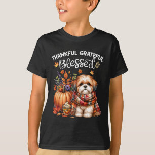 Thankful Grateful Blessed Shih Tzu Dog Fall Y'all  T-Shirt
