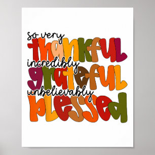 Thankful Grateful Blessed Shirt Thanksgiving Women Poster
