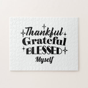 Thankful, Grateful, Blessed Sparkling Thanksgiving Jigsaw Puzzle