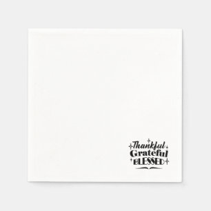 Thankful, Grateful, Blessed Sparkling Thanksgiving Napkin