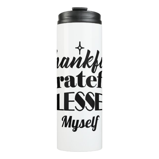 Thankful, Grateful, Blessed Sparkling Thanksgiving Thermal Tumbler (Front)