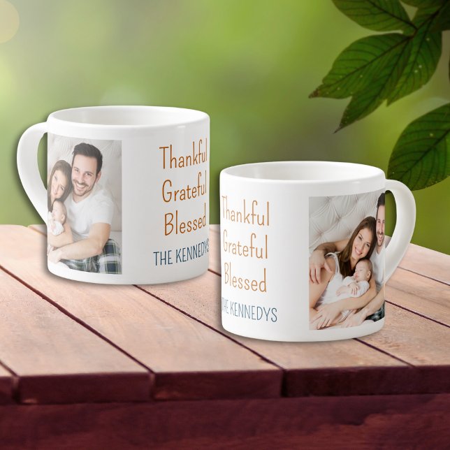 Thankful Grateful Blessed Thanksgiving 2 Photo  Espresso Cup (Creator Uploaded)