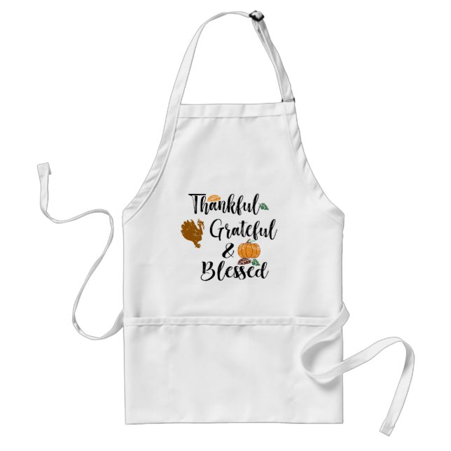 Thankful grateful blessed Thanksgiving apron (Front)