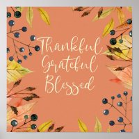 Thankful Grateful Blessed Thanksgiving Art Print