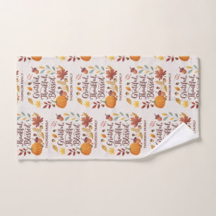 Thankful Grateful Blessed Thanksgiving Fall Hand Towel