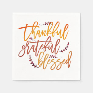 Thankful Grateful Blessed Thanksgiving Gratitude Napkin