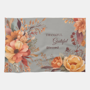 Thankful grateful blessed Thanksgiving Greeting  Kitchen Towel