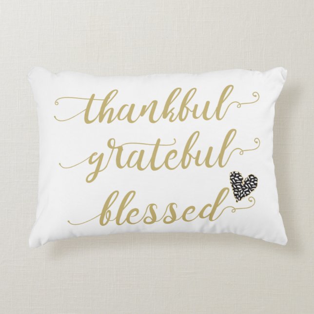 thankful grateful blessed thanksgiving holiday decorative pillow (Front)