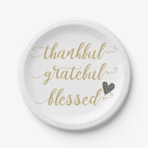 thankful grateful blessed thanksgiving holiday paper plate