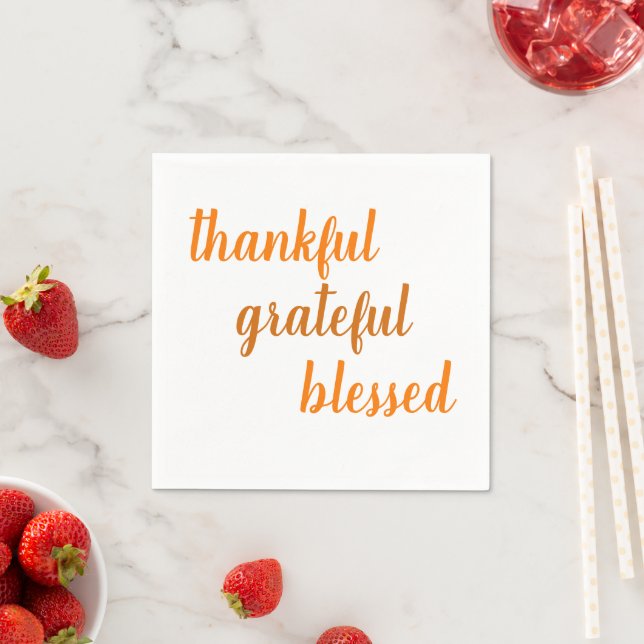 Thankful Grateful Blessed Thanksgiving Napkin (Insitu)