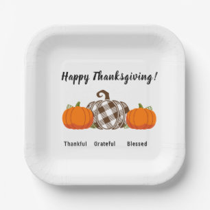Thankful Grateful Blessed Thanksgiving Paprr Plate