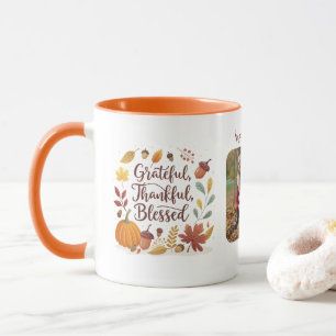Thankful Grateful Blessed Thanksgiving Photo Mug