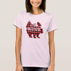 Thankful Grateful Blessed Thanksgiving Plaid T-Shirt