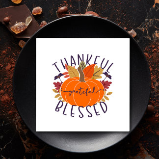 Thankful Grateful Blessed Thanksgiving Pumpkin Napkin