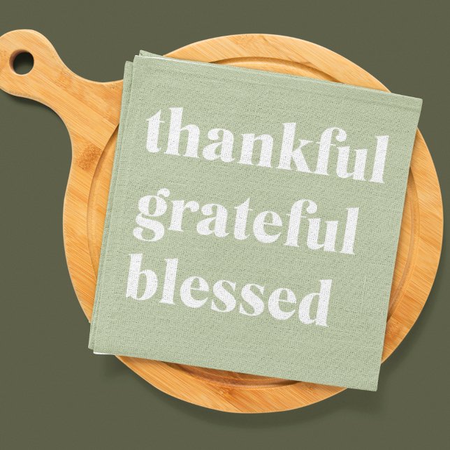 Thankful Grateful Blessed | Thanksgiving Quote Kitchen Towel (Creator Uploaded)
