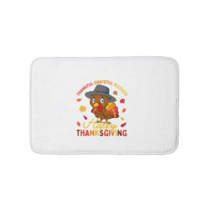 Thankful Grateful Blessed Thanksgiving Turkey Wome Bath Mat