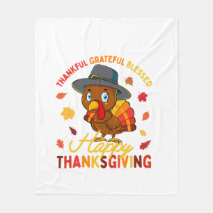 Thankful Grateful Blessed Thanksgiving Turkey Wome Fleece Blanket
