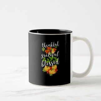 THANKFUL GRATEFUL BLESSED THANKSGIVING Two-Tone COFFEE MUG