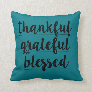 thankful grateful blessed throw pillow