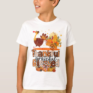 Thankful Grateful Blessed Turkey Christian Thanksg T-Shirt