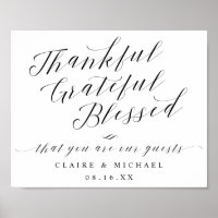 Thankful Grateful Blessed Wedding Welcome Sign