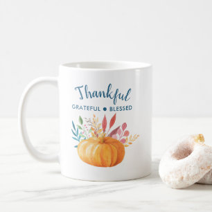 Thankful Grateful Blessed with Orange Pumpkin Coffee Mug