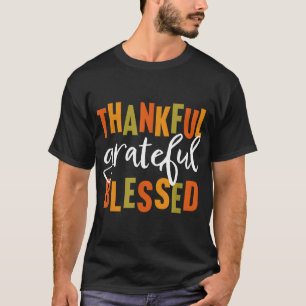 Thankful Grateful Blessed Women Men Kids Thanksgiv T-Shirt