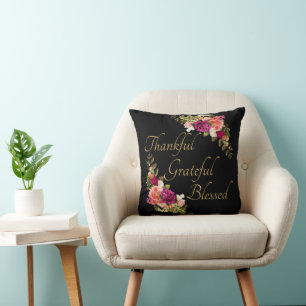 Thankful Grateful Blessed Women's Christian Faith Throw Pillow