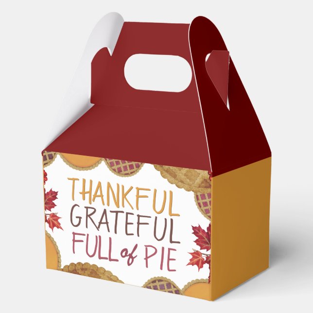 Thankful Grateful Full of Pie Happy Thanksgiving Favor Box (Front)