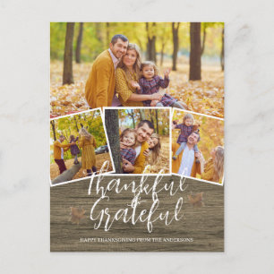 Thankful Grateful Happy thanksgiving family Photo Holiday Postcard