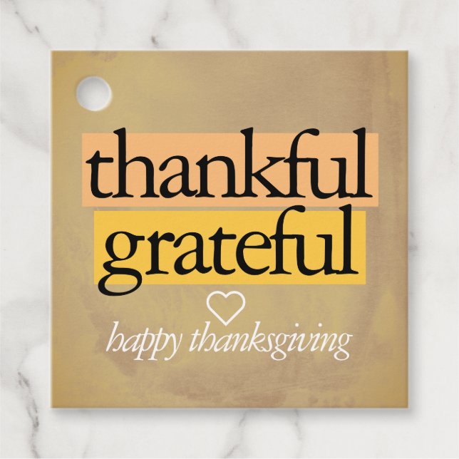 thankful grateful: happy thanksgiving favour tags (Front)