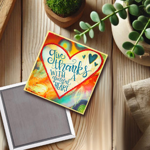 Thankful, Grateful Heart Colourful Inspirivity Magnet