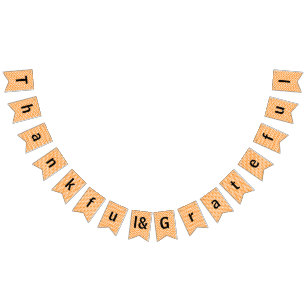Thankful & Grateful Orange Chevron - Bunting Flags