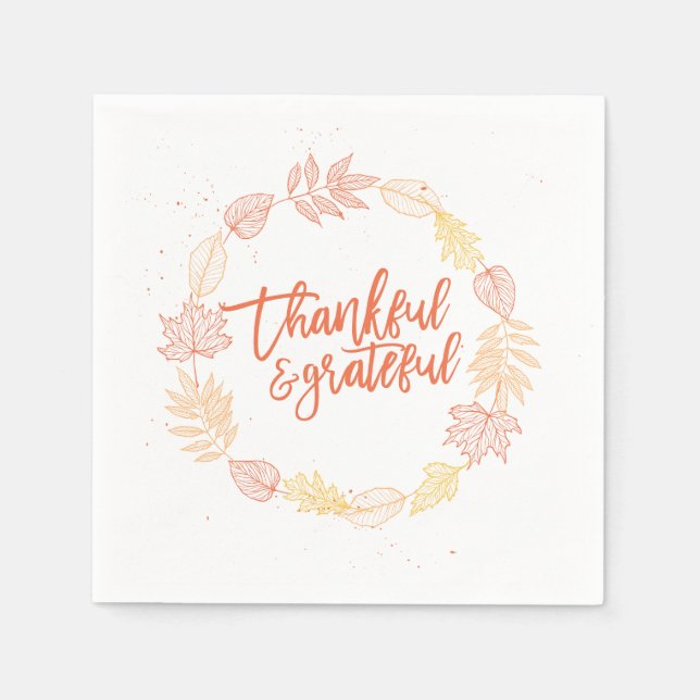 Thankful & Grateful Paper Napkins (Front)