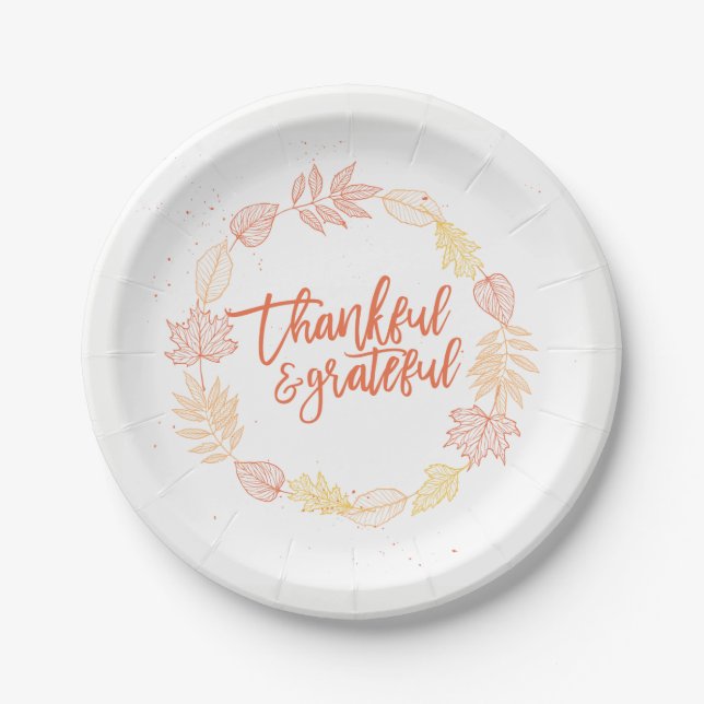 Thankful & Grateful Paper Plate (Front)