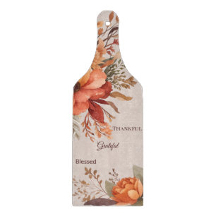 Thankful Grategul Blessed Floral Thanksgiving  Cutting Board