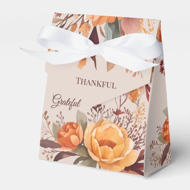 Thankful Grategul Blessed Floral Thanksgiving  Favor Box (Front Side)