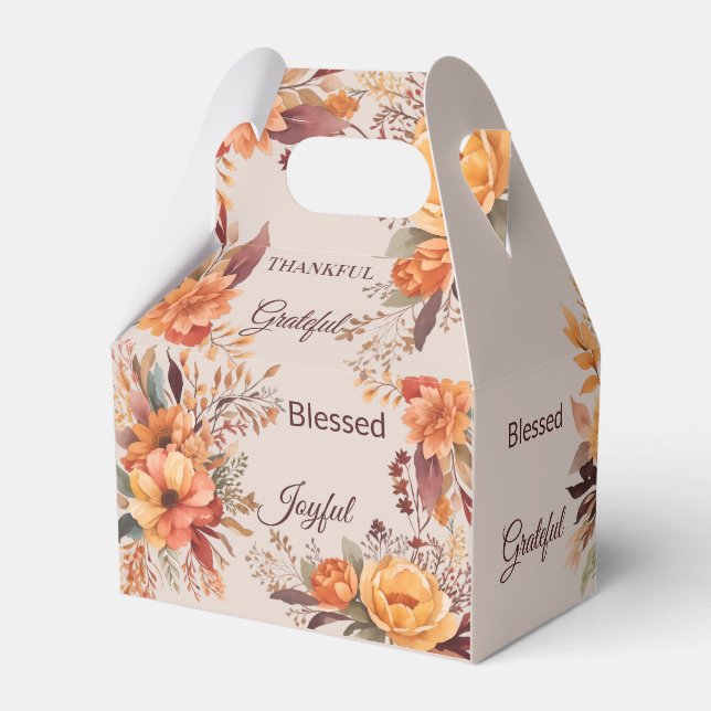 Thankful Grategul Blessed Floral Thanksgiving  Favor Box (Front Side)