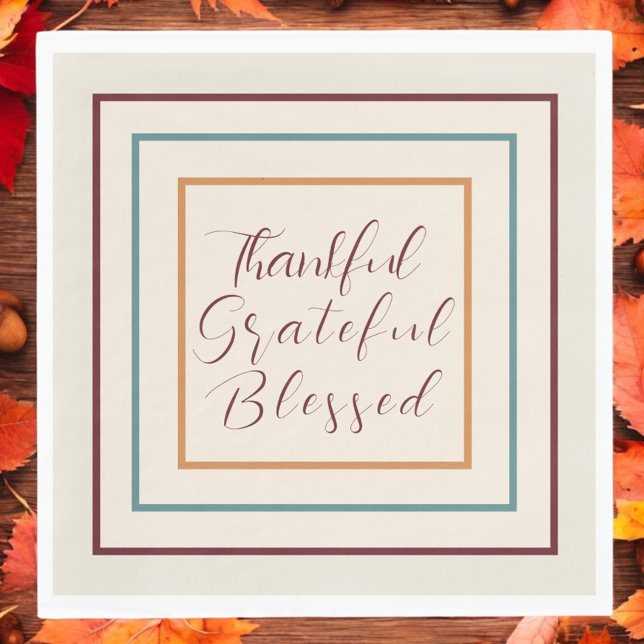 Thankful Greatful Blessed Thanksgiving Fall Napkin (Creator Uploaded)