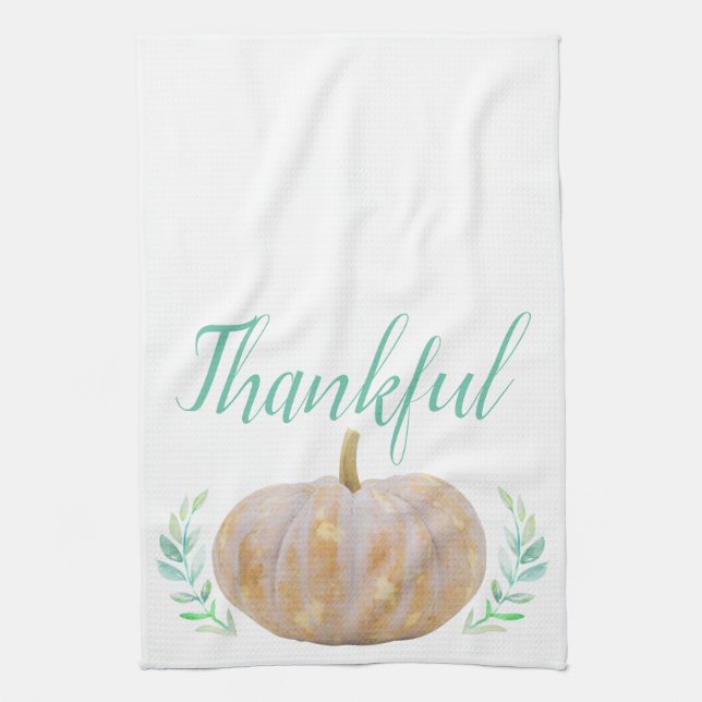 Thankful Harvest Pumpkin & Laurels Kitchen Towel (Vertical)