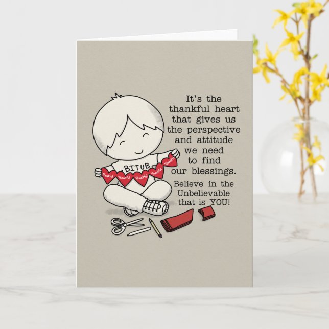 Thankful Hearts Card (Yellow Flower)