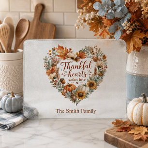 Thankful Hearts Gather Here Personalized Cutting Board