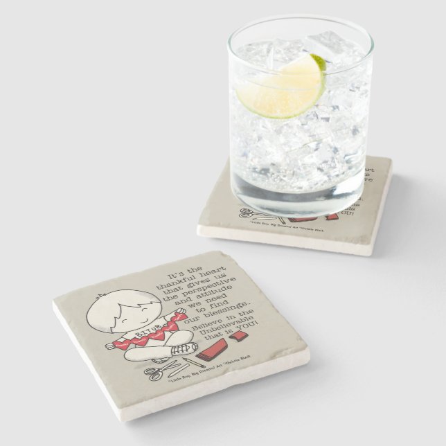 Thankful Hearts Stone Coaster (Side)