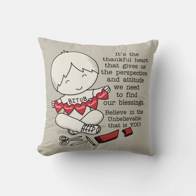 Thankful Hearts Throw Pillow (Front)