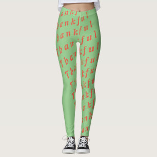 Thankful in repeat pattern of text leggings