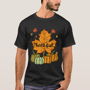 Thankful Leaf Pumpkin Cute Thanksgiving Fall Men W T-Shirt