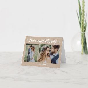 Thankful Love Wedding Thank You Card Kraft