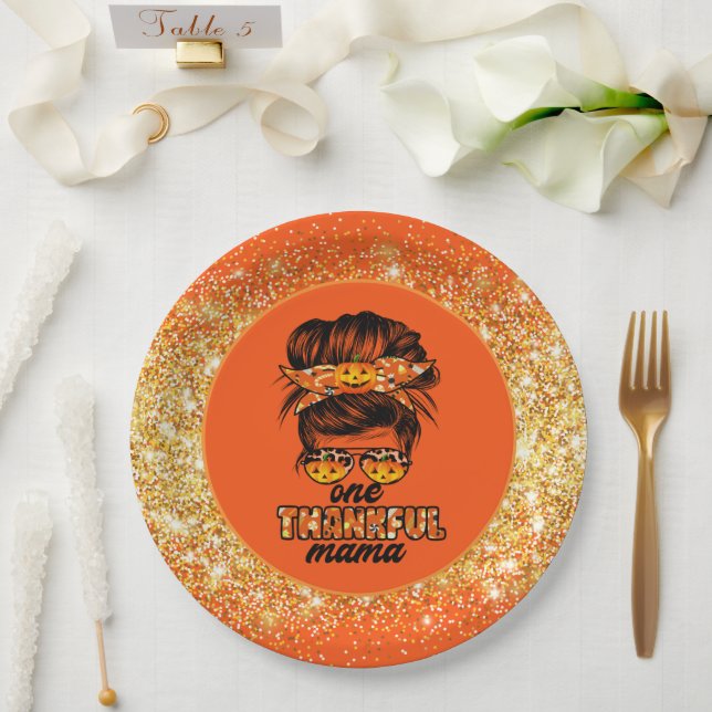 Thankful Mama Autumn Customize Colour Paper Plate (Wedding)