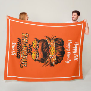 Thankful Mama Autumn Customize Text and Colour Fleece Blanket
